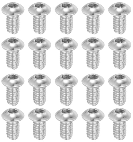 PATIKIL 1/4-20x1/2 Tornillos de Cabeza Redonda con Casquillo, 20 Piezas de Acero Inoxidable 304 18-8 Tornillos de Cabeza con Casquillo Allen Hexagonal Rosca Completa Rosca Fina UNC