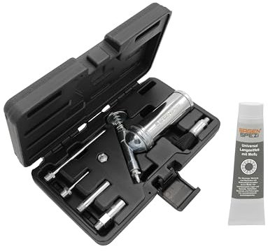 Sägenspezi Fettpresse-Kit für Umlenksterne oder universal mit Schmier-Pinsel und vielen weiteren Spitzen inkl. 100g Universal Langzeit Fett MoS2