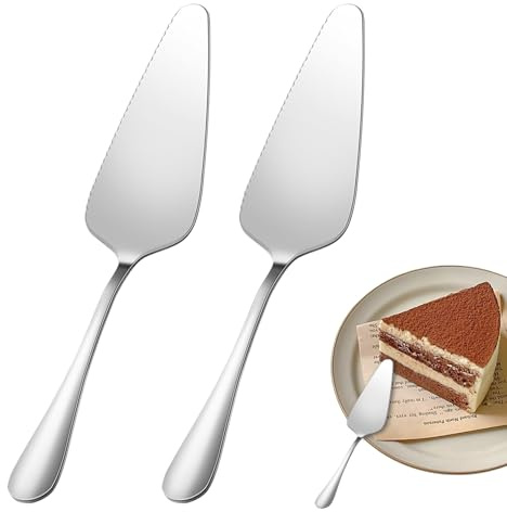 Lot de 2 pelles à tarte en acier inoxydable - Pelle à gâteau polyvalente avec couteau, couteau à gâteau pour fête et restaurant, couverts de service en acier inoxydable, pelle à tarte et pelle à pizza