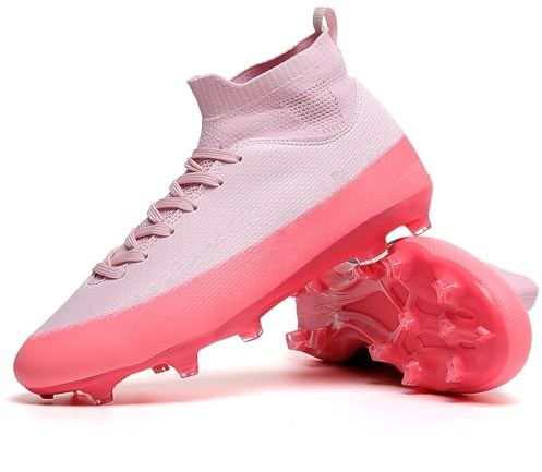 TOPSFEBA Soccer Cleats for Mens Womens Indoor Soccer Shoes Unisex Baseball Turf Shoes Youth Rugby Shoes Adult AG FG TF Football Boots Wide Training Sneaker (T2606 Fen AG_39)