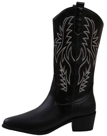 Stivali Moto,Fashion Invernali Cowboy Western Texani Scarpe da Punta Camperos Etnici Stivaletti Estivi Camperos Pelle Stivali Equitazione Donna