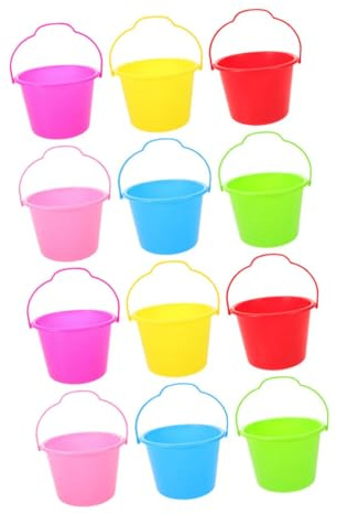 Hemobllo Set 12 Secchielli Di Sabbia Colorati Per Ragazzo Ragazza, Giocattoli Da Spiaggia in Abs, Secchiello Per Sabba Estivo Per Gioco in Spiaggia, Giardino e Casa