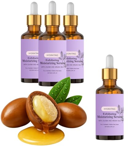 Siero esfoliante idratante con olio di jojoba, olio di jojoba gllow, siero pre-shave, per uomini, siero ammorbidente per la barba, stato idratante pre-shave per gli uomini, vicino (4 pezzi)