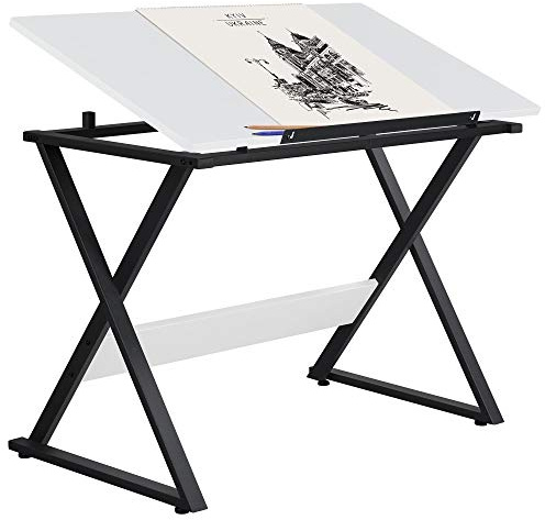 Yaheetech Drafting Table for Artists Art Desk Drawing Painting Studying Table w/Tilted Tabletop Art Craft Work Station for Adults Home Office School Use