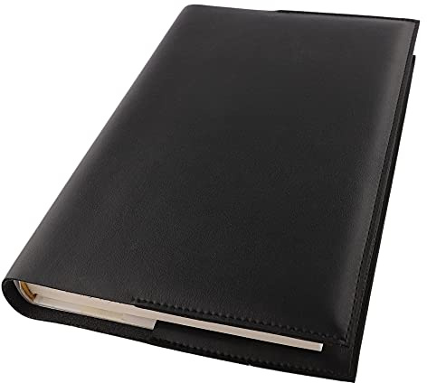 GuardV Läderfodral för bok, bibel, inbunden, pocketbok, lärobok, anteckningsbok och annat (extra stor – svart)