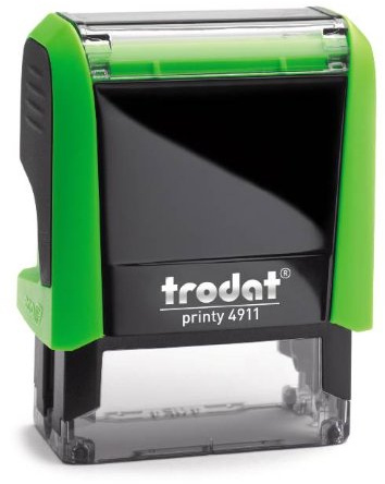 Trodat Printy 4911 – äppelgrön – med önskad text personlig namnstämpel – designa online direkt, adressstämpel eller textstämpel – 38 x 14 mm – 4 rader, högkvalitativ stämpel till superpris