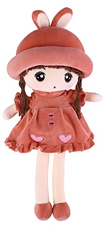 Poupée de Chiffon Fille Mignonne en Peluche Douce Jouet en Peluche Bébé 50CM Poupée Compagnon Bébé avec Chapeau et Jupe Poupon Mini-princesse Poupée de Décoration de la Maison Anniversaires Noël
