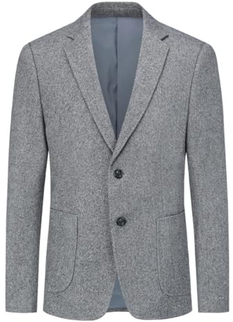 Allthemen Herrblazer normal passform 2 knappar kostymjacka casual sportrockar för affärsbröllop, Grå, XL