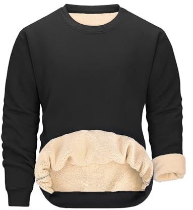 Svanco Hombre Sudadera Termicos con Forro Polar Sudaderas sin Capucha Cuello Redondo Jersey Manga Larga Ropa Cálidos Pullover Invierno Tops