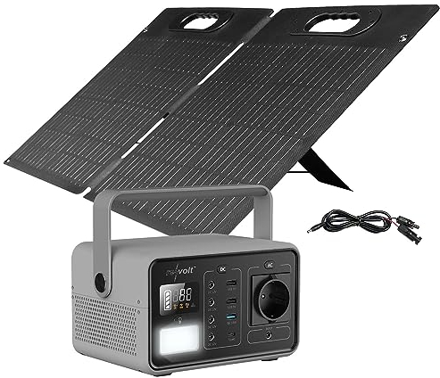 revolt Powerbank 12V Solar: Powerstation & Solar-Generator mit 50-W-Solarpanel, 222 Wh, 200 Watt (Notstromaggregate Powerbank, Solar-Panel & -Generator)