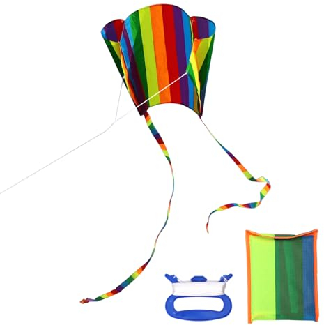 LEMONSTONE Drachen für Kinder, Bunter Taschendrachen mit Langem Schwanz, Regenbogendrachen mit 30m Drachenschnur, Pocket Kite Medium, Outdoor-Aktivitäten für Anfänger, Kinder und Erwachsene