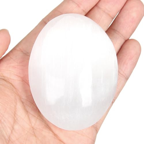 Grande Pierre de Paume Sélénite 110–130 g, Cristal Blanc Poli | Sélénite blanche polie avec surface lisse, adaptée à la collection, décoration et présentation minérale.
