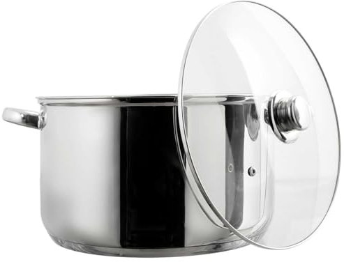 COOK CONCEPT, KC0005 - Olla de Metal con Tapa de Cristal, Capacidad de 10 l, Compatible con Todas Las Fuentes de Calor, Ideal para sopas y guisos, diseño Elegante, Acabado Plateado, 10 l Plateado
