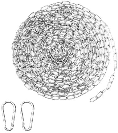 Long Chain 6m, 1.5mm Stainless Steel Chain Link with Carabiner, Metal Cable Chain, Small Chains for Gate, Long Metal Chains for Fences, Garage Doors, Gates, Bike Security Locks (1.5mm, 6m)