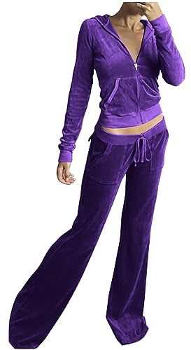 Survêtements pour Femmes Velours Loungewear Sweat à Capuche Ensemble de Sport Jogging Décontracté Sportswear Survêtement à Manches Longues Haut et Pantalon 2 Pièce Tenue de Pyjama Pas Cher