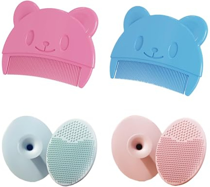 4Pcs Cradle Cap Brush, Baby Hair Brush, Suitable for Adult Facial Cleansing and Baby Bathing