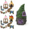 LOVETRENDS Fairy Garden Accessory Kit - 8pc Outdoor Decoration Imaginative Play Set with Conifer Casa House - Enchanting Miniature Fairy Garden Ornament Set