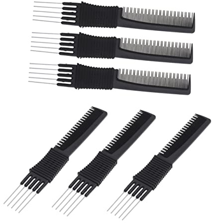 BESTYASH Peines Para Cardar Multifunción Para Cabello 6 Piezas Tamaño Portátil Acero Púas Profesionales Unisex Para Alisar y Peinados Casa y Viajes