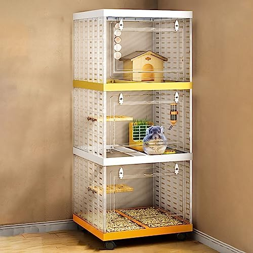 Gabbia da interno per conigli, per ratti, furetti, cincillà, piccoli animali, con accessori, gabbia per cincillà, porcellini d'India, pannello acrilico trasparente, facile da spostare