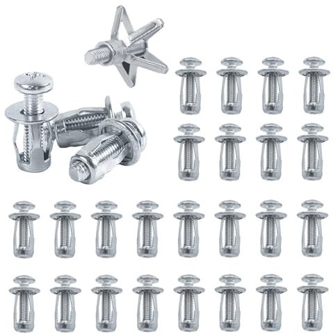 105 Piezas Tuercas de Pétalo, M4 M5 M6 Anclajes de Pared Huecos, Acero al Carbono Tuercas de Pétalo, Galvanizado Tacos Huecos, Tuercas de Pétalo de Tornillo de Expansión, Anclajes para Cavidades