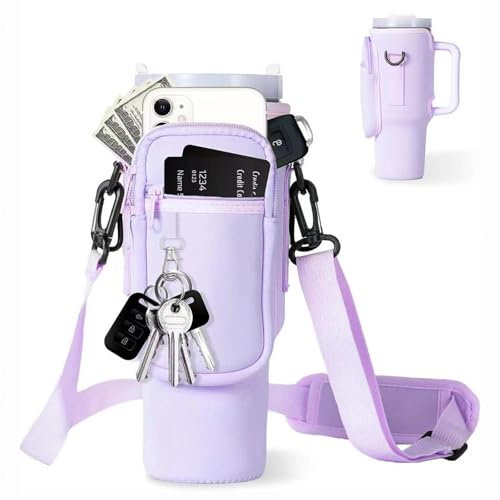 MLPKOI 1 Pcs Borsa Porta Bottiglia d'Acqua per Stanley Cup da 40oz, Porta Borraccia con Tracolla per Stanley Cup, Adatta per Escursioni e Passeggiate