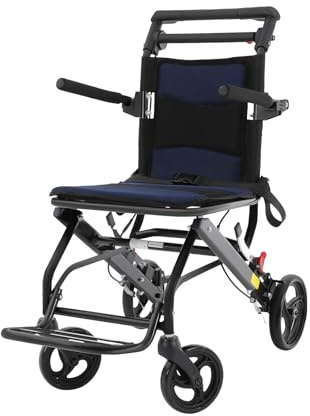Rullstol, lätt transportstol, reserullstol, hopfällbar rullstol, transportrullstolar av aluminium med förvaringsväska 100 kg lastkapacitet sittbredd 40 cm för vuxna 84 x 48 x 89 cm