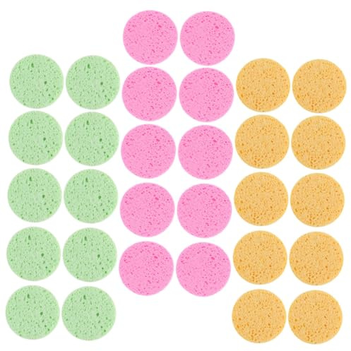 Toyvian 30 Stück Runde Zellulose Gesichtsschwämme Stoff Leichter Make Up Entferner und Reinigungsschwamm für Tägliche Gesichtsreinigung und Reisen