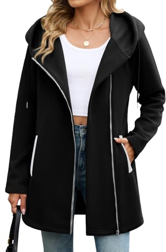 RITOSTA Sweat à Capuche Femme Zippé Veste Polaire Mi Saison Sweatshirt Manches Longue Hoodie Chic Manteau Printemps Automne Casual Sweats avec Poches
