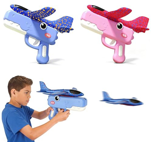 ZHITENG 2 Stycken Skumleksaksflygplan, Dinosaurie Leksaksskyttflygplan, Polystyrenflygplan för Barn, Utomhussport Leksaksflygplan för Barn, Barnleksaker 3-11 År