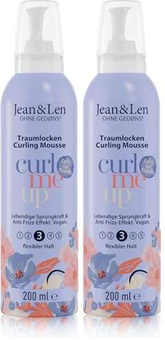 Jean & Len Espuma Moldeadora para rizos definidos y elásticos, controla el frizz, con Vitamina E y Pantenol, apta para el método Curly Girl, sin parabenos ni siliconas, espuma vegana, 200 ml