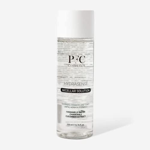 PFC Cosmetics - Agua Micelar Limpiador Facial Desmaquillante Puro y Natural Hydrasense Micelar Solution 200ml Concentrado de Hamamelis Water y Extracto de Pepino para Higiene y Cuidado Personal.