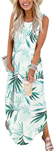 ANRABESS Women Summer Maxi Dress Beach Vacation Sundress Sleeveless Casual Loose Shirt Dresses 2025 Travel Outfits Floral Print Large