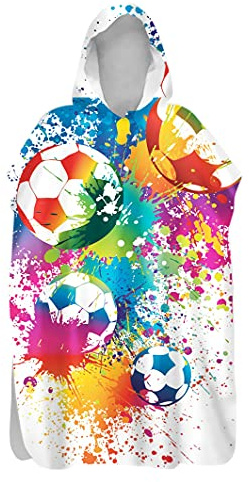 FANSU Beach Towel Hooded Poncho, Light Weight Microfiber Changing Bath Robe Quick Dry Poncho with Hood for Surfing Swimming Wetsuit Changing Adult Woman & Man