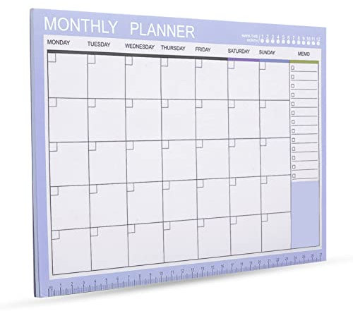 Phyxin Undated Planner, 54 Sheets Blank Calendar, 11.2 x 8.3 Monthly Calendar Planner, Tear Off Undated Monthly Planner with Memo for Women, Students, Teachers, Purple