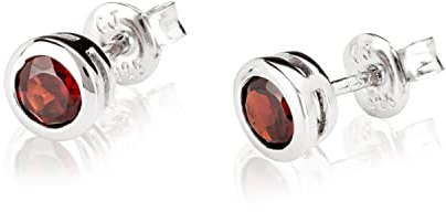 NKlaus Paar 6,0mm Ohrstecker 925 Sterling Silber Granat echt Zarge Ohrringe rhodiniert 3768