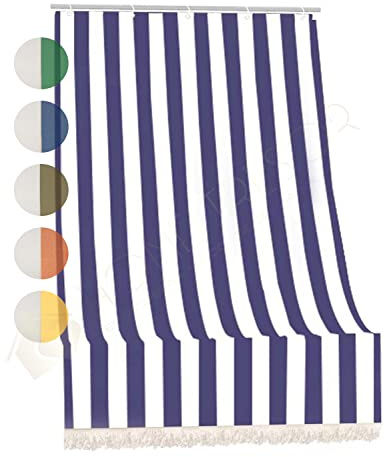 Tenda da Sole da Veranda e da Giardino in Tessuto Resistente, Ombreggiante, Idrorepellente, Protezione dai Raggi UV - Tenda a Caduta Fantasia Rigata (280x300 cm, Blu)