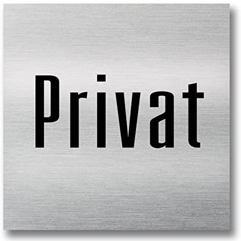 Placa para puerta (12 x 12 cm, aluminio cepillado, incluye puntos adhesivos, varios letreros a elegir (privado)