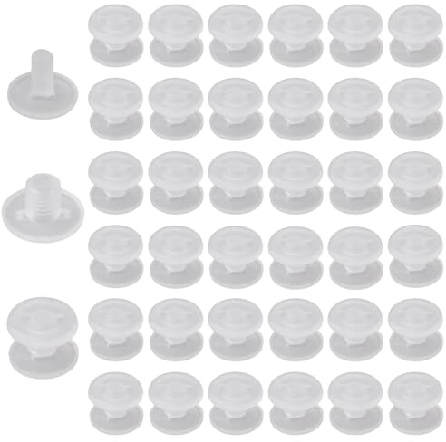 INCREWAY 60pcs Plastic Eyelets, Clear Transparent Binding Chicago Screws for Quick Stapling of Folders, Compartments（M5*10）