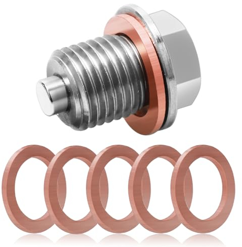 Hcunbsu Magnetische ÖLablassschraube M14X1,5, Ölablassschraube mit Dichtring, Magnetische Dichtung Ölwannenablassmutter, Edelstahl Ölwanne Auto Ölschraube