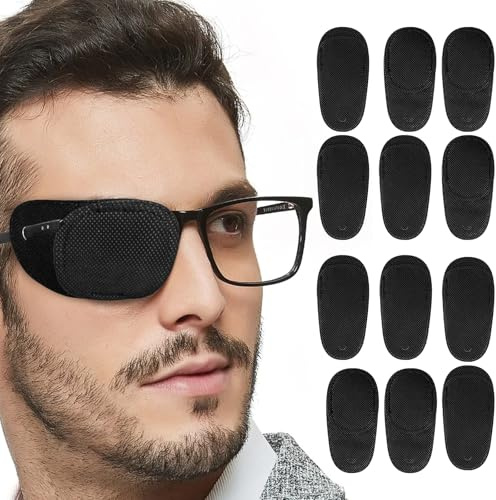 Dimeho 12 PEZZI Bande Oculari per Occhiali Riutilizzabili occhialino Professionali per il Trattamento dell'ambliopia Lazy Strabismo (Nero)
