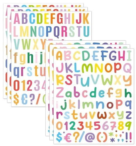 WERIGONI 6 Fogli di Adesivi con Lettere Piccole 2,54 cm, Lettere Adesive dell'alfabeto Colorati ABC Adesivi per Realizzare Biglietti
