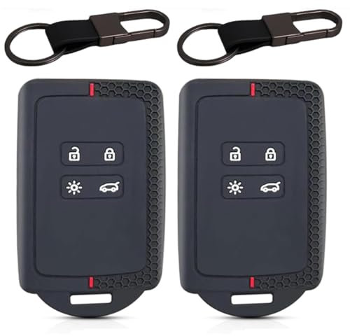 Bamyli 2Pcs Car Key Cover for Renault Clio Megane Koleos Kadjar Kangoo Twingo Talisman Captur Espace Dacia Duster Key Fob Cover TPU Silicone for Renault Clio Key Cover - 4 bottons(Red-line)