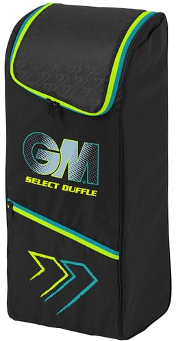 Gunn & Moore GM - Bolsa de Lona de críquet | Select Duffle | Bolsillo para Bate | Correas Acolchadas para los Hombros | Volumen - 55 litros | Poliéster Resistente de 600 Denier | Aion Cyan & Fluro
