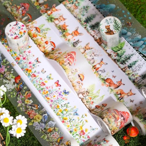Ta Merry 6 rotoli di nastro adesivo Washi in PET con animali, per scrapbooking e decorazioni creative (mondo animale)