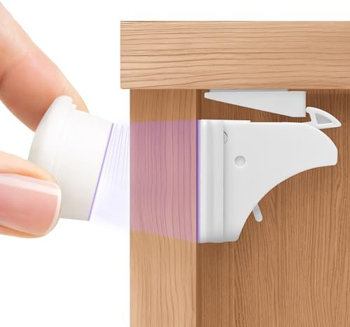 WunderHippo Magnetische Kindersicherung 12 Schlösser + 3 Schlüssel – Unsichtbarer Magnetverschluss – Schranksicherung & Schubladensicherung ohne Bohren – Weiß