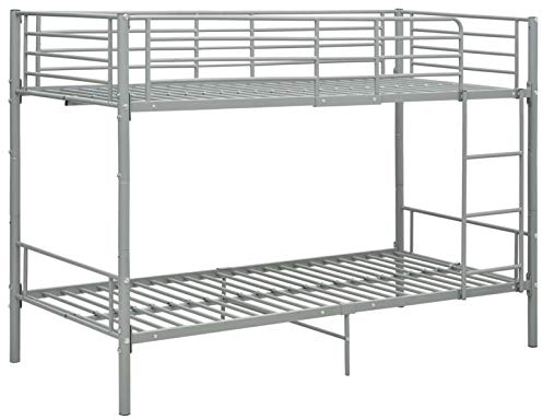 IKAYAA Letto a Castello per Adulti Letto a Castello in Metallo con Rete a doghe Letto Singolo 90x200 Inclus Scomponibile in 2 Letti Singoli-Grigio-