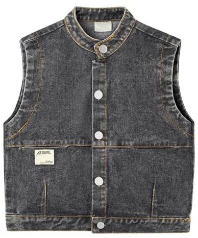 ANIMQUE Bebé Niños pequeños Mezclilla Chalecos Primavera Otoño Sin Mangas Chaqueta Niños Niñas Cuello Alza Top Sólido Clásica Casual Botones Ropa de Abrigo