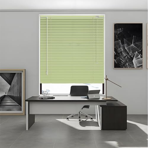 Blackout Windows Blinds Shades Aluminum Office Venetian Blind Cordless Privacy Blinds for Interior Wide 55cm 60cm 65cm 70cm 80cm 85cm 130cm 150cm Horizontal Curtain for Home(Fruit green)