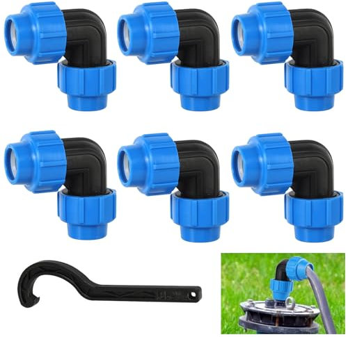 Raccord Coudé en Plastique PE, 6 Pièces Raccords De Plomberie Coudés, Raccord Coudé à 90 Degrés 25mm X 25 mm, Raccords De Plomberie Coudés Pour Tuyau D’eau Pe De Compression