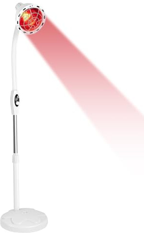 Red Light Therapy Lamp, 275W 110V Red Light Infrared Heat Lamp 360 ° Adjustable Single Head Infrared Baking Light for Homes Beauty Salons, 32-239℉ Adjustable Temperature